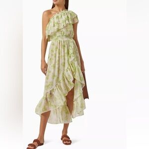 MISA Los Angeles Rumi Dress Size S Honeydew Blossom Floral One Shoulder NWT